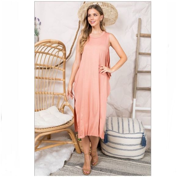 Elena Side Slit Overlay Casual Marsala Dress Small - Picture 4 of 12